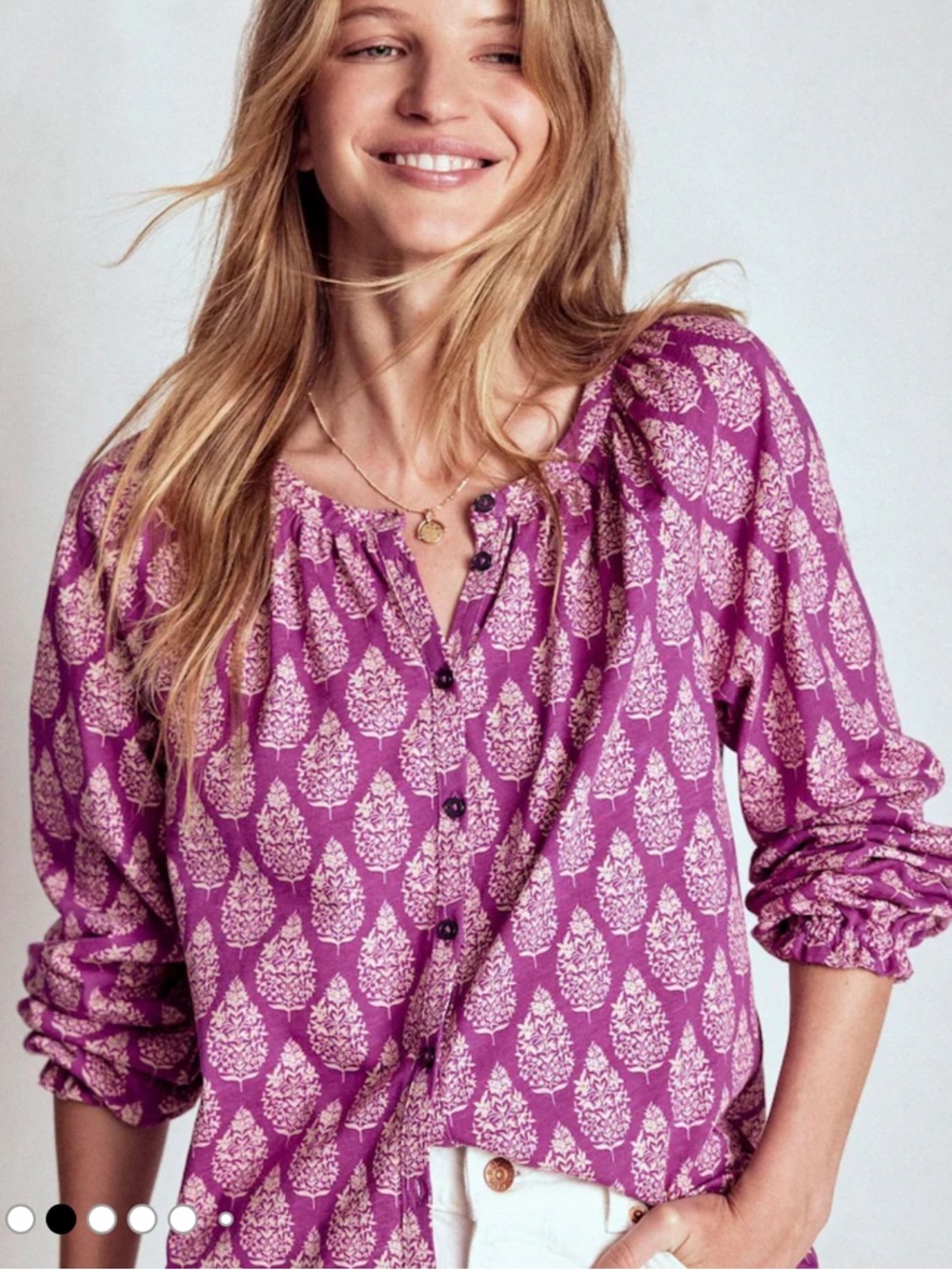 Boden Purple Isla Long Sleeve Jersey Blouse nwot